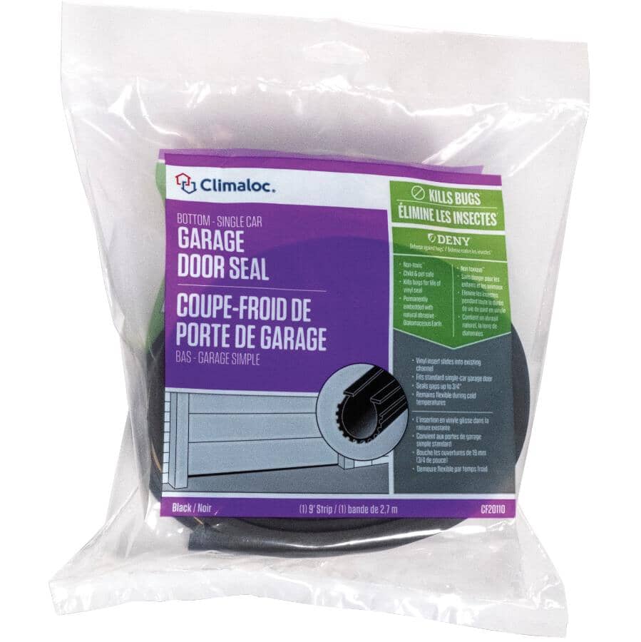 9' Black Vinyl Replacement Garage Door Weatherstripping