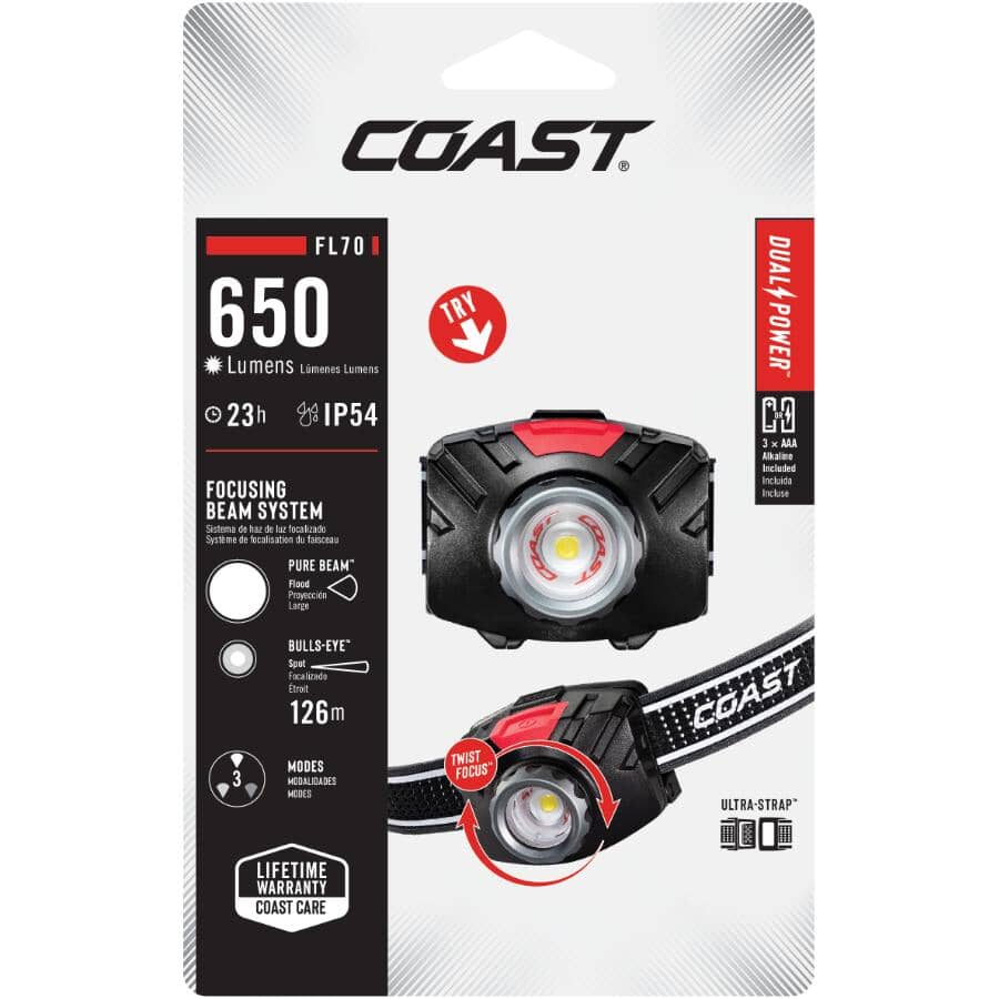 FL70 Twist Focus LED Head Lamp with 3 AAA Batteries