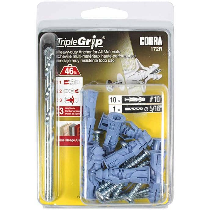 10 Pack #10 Plastic Anchors, with Screws and Bit