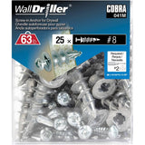 25 Pack #8L Zinc Plated Walldriller Anchors, with Screws
