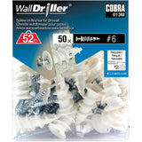 50 Pack #6 Nylon Walldriller Anchors, with Screws