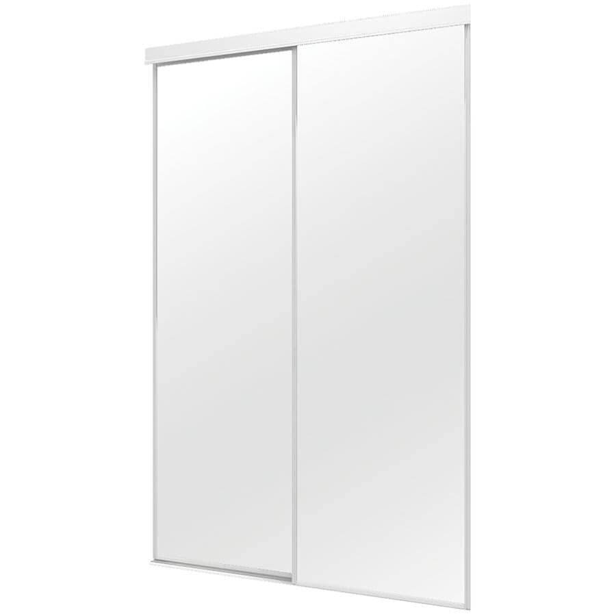 Mirror Sliding Closet Door - Top Roll + White, 48" x 80"