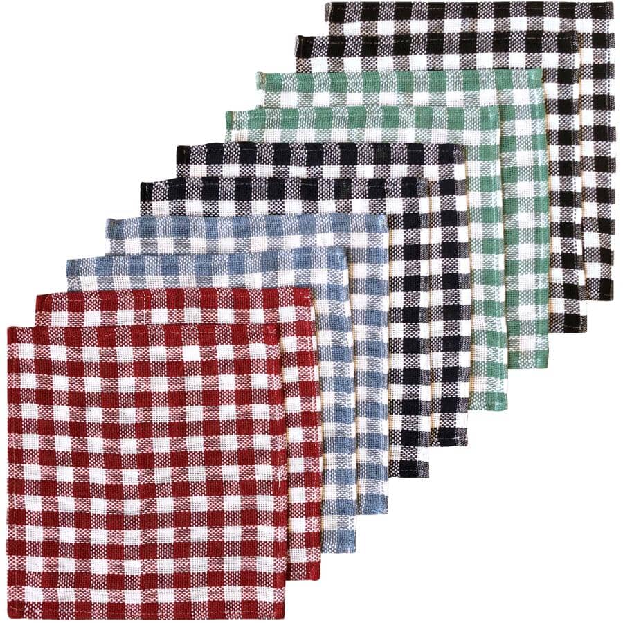 Cotton Dish Cloth - Assorted Colours, 14" x 14", 10 Pack