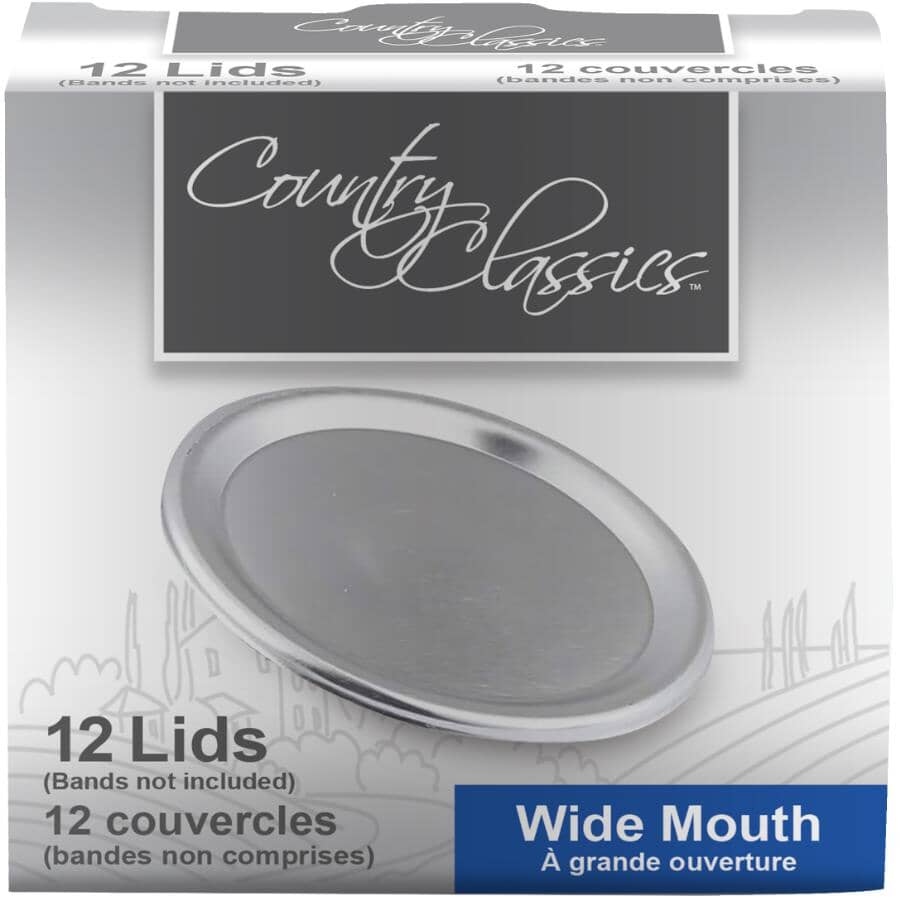 Wide Mason Jar Lids without Bands - 12 Pack