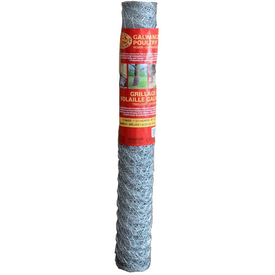 21-Gauge Galvanized Poultry Netting - 1" x 24" x 25'