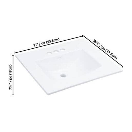 21" x 18.88" EZfix Rectangular Drop-In Basin - White