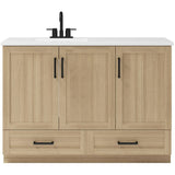 49" x 19" Marien Vanity with Cultured Marble Top - 3 Doors + 2 Drawers, Brown