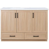 49" x 19" Marien Vanity with Cultured Marble Top - 3 Doors + 2 Drawers, Brown