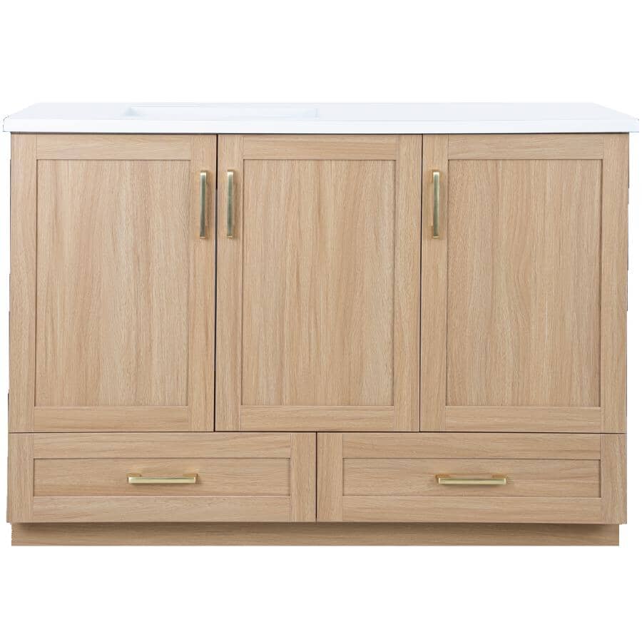 49" x 19" Marien Vanity with Cultured Marble Top - 3 Doors + 2 Drawers, Brown