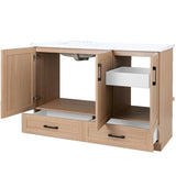 49" x 19" Marien Vanity with Cultured Marble Top - 3 Doors + 2 Drawers, Brown