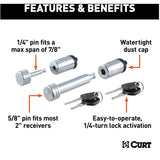 5/8" Hitch & 1/4" Coupler Lock Set - Chrome