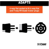 7-Way RV Blade to 4-Way Flat Vehicle Trailer Electrical Adapter