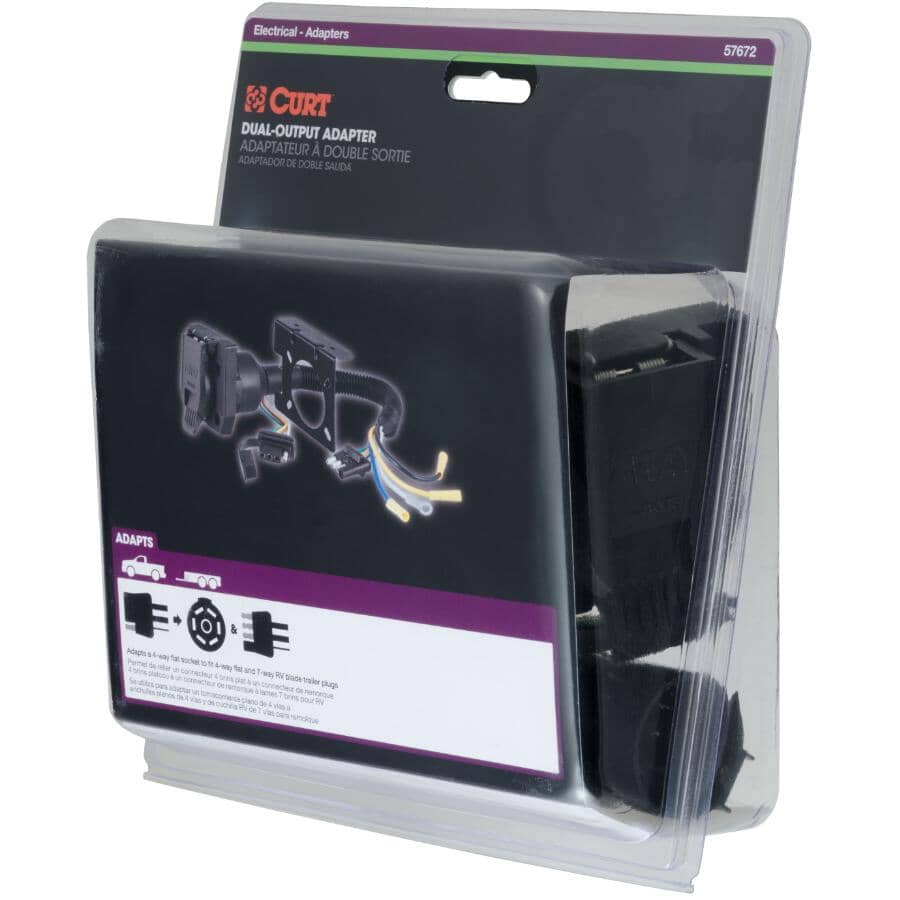 7-Way RV Blade to 4-Way Flat Vehicle Trailer Electrical Adapter