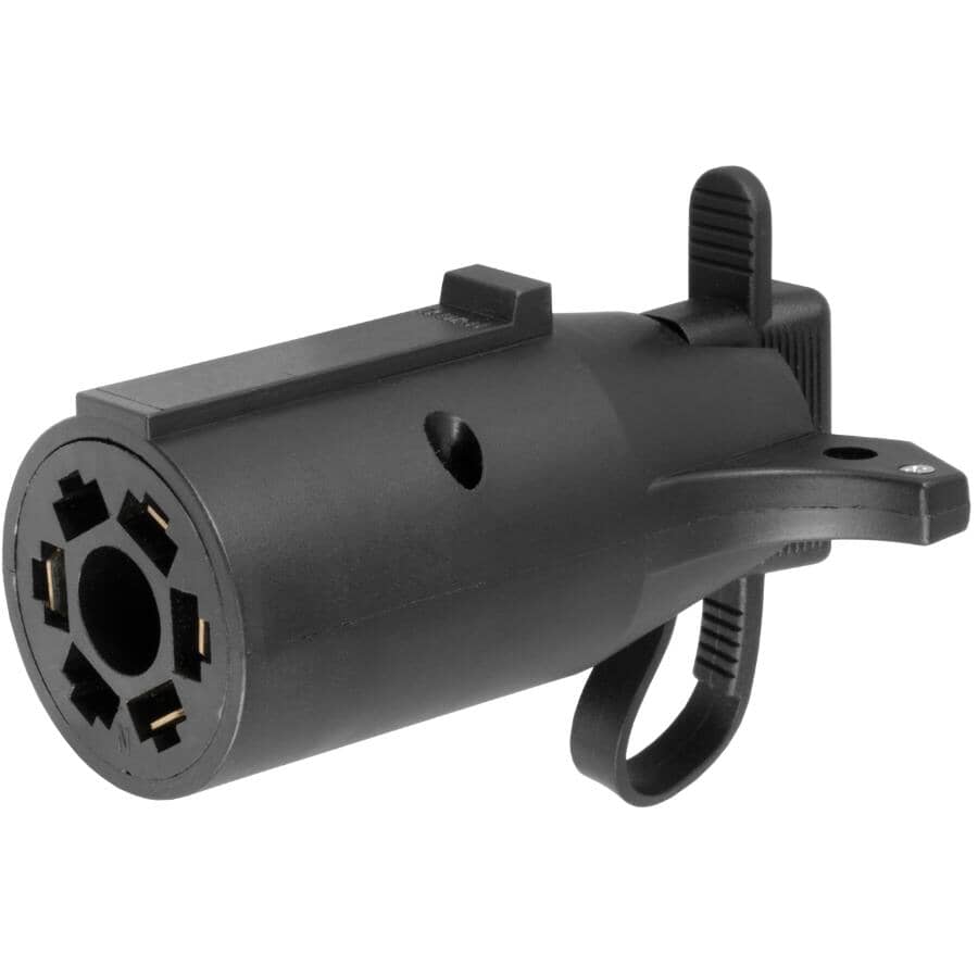 7-Way RV Blade Vehicle to 4-Way Flat Trailer Electrical Adapter with Tester