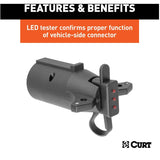 7-Way RV Blade Vehicle to 4-Way Flat Trailer Electrical Adapter with Tester