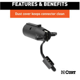 7-Way RV Blade Vehicle to 4-Way Flat Trailer Electrical Adapter with Tester