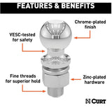 Interlock Towing Hitch Ball - Chrome, 2"