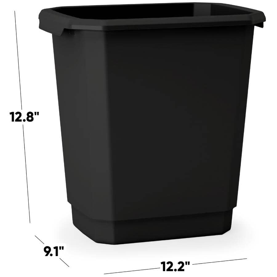 Studio Rectangular Wastebasket - Black, 14 L