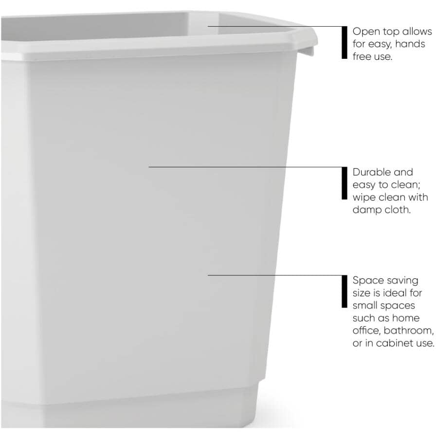Studio Rectangular Wastebasket - White, 14 L