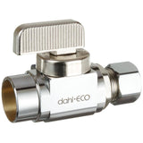1/2" Female Solder x 3/8" Outside Diameter Compression Brass Straight Supply Stop Valve - Plated