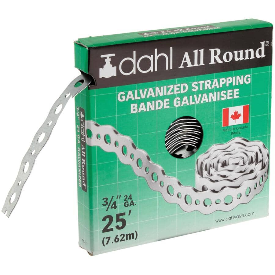 3/4" x 25' Galvanized Pipe Strapping - 24 Gauge