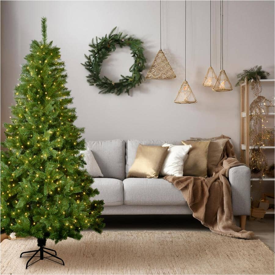 6.5' Noble Pine Tree - with 300 Warm White Microdot Tape LEDs