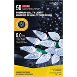 C6 Light Set with Green Wire - Pure White, 50 LEDs