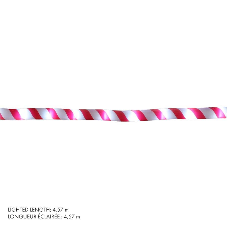 LED Round Rope Light - Candy Cane Stripe, 15'