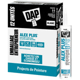 Alex Plus Acrylic Latex Caulk Plus Silicone - Brilliant White, 300 ml, 12 Pack