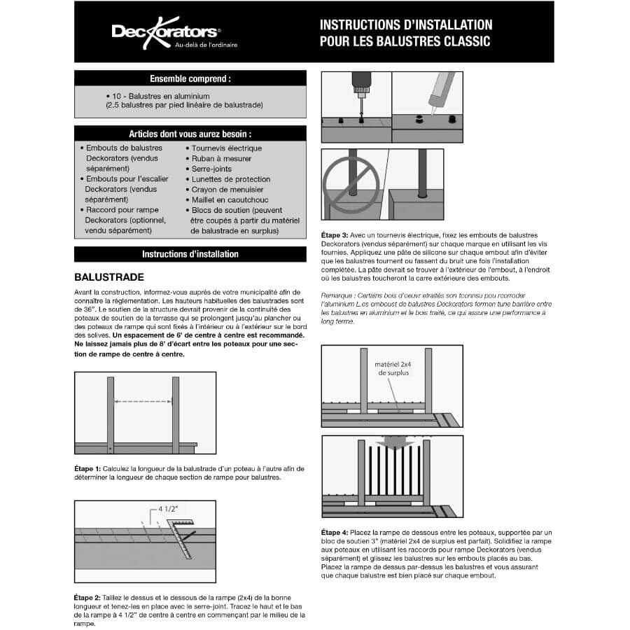 Straight Black Baluster Connectors - 20 Pack
