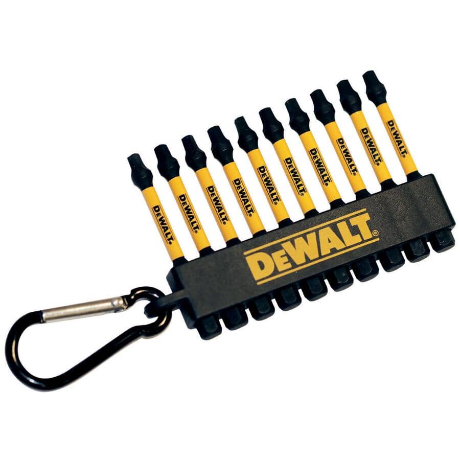 2" FlexTorq Impact Rated Square Power Bits with Carabiner Clip - 10 Piece