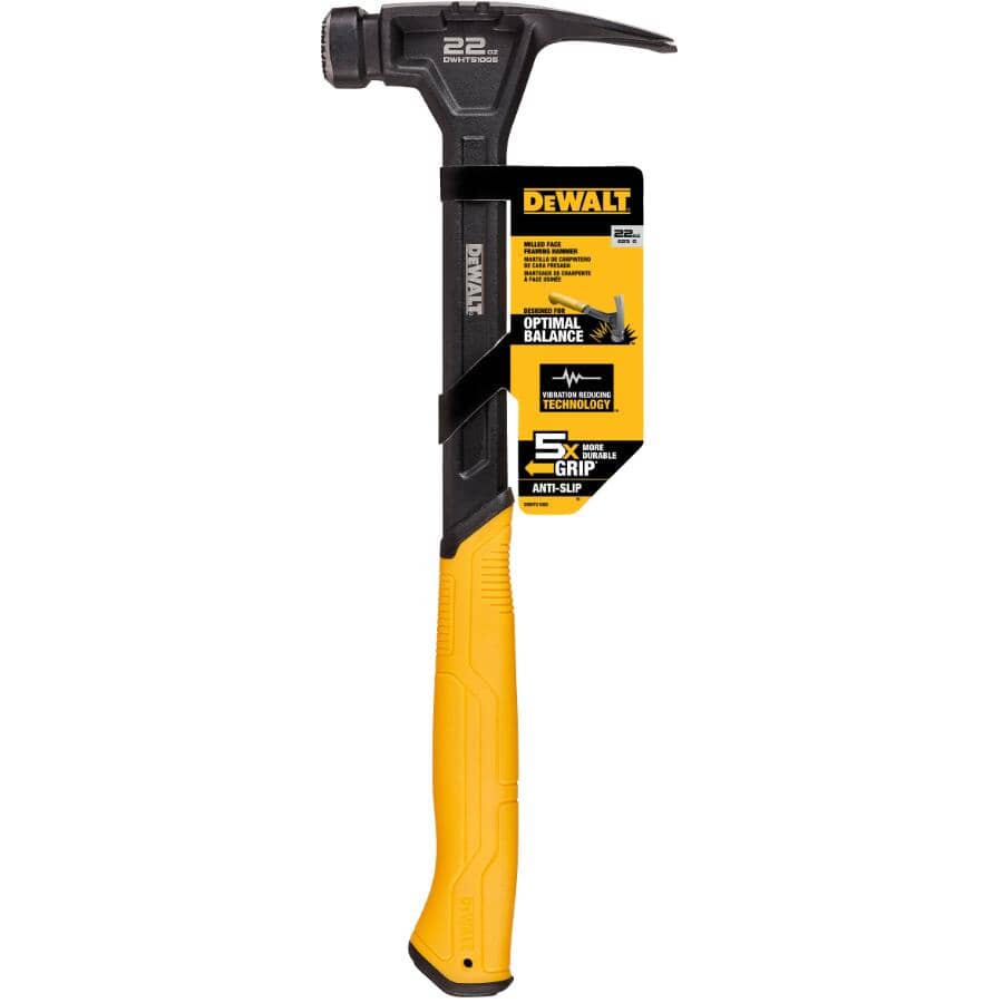 22 oz Milled Face Steel Framing Hammer - Durable Grip Handle