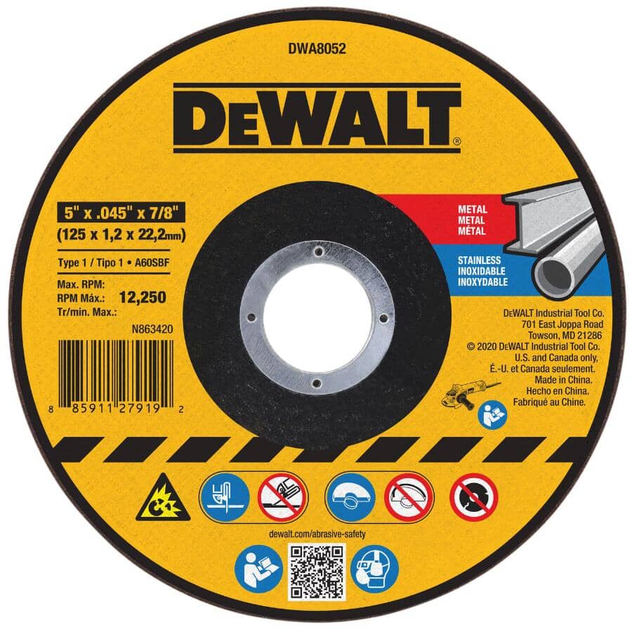 5" x 1/16" x 7/8" Type-1 Aluminum Oxide Abrasive Metal Cut-Off Wheel