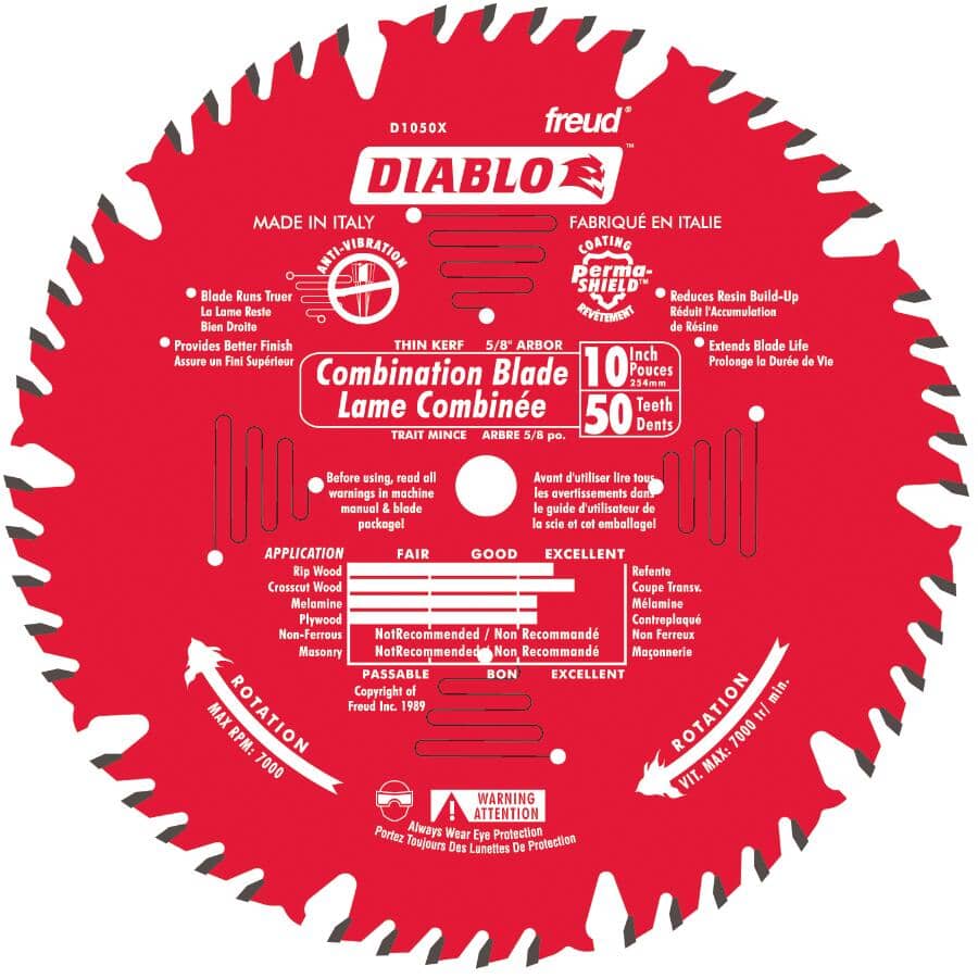 10" 50 Tooth Combination Circular Saw Blade