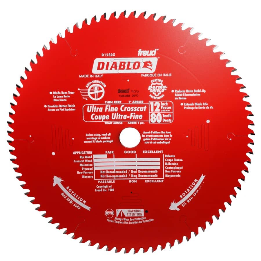 12" 80 Tooth Carbide Tipped Circular Saw Blade