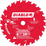 6-1/2" 24 Tooth Carbide Framing Circular Saw Blades - 2 Pack