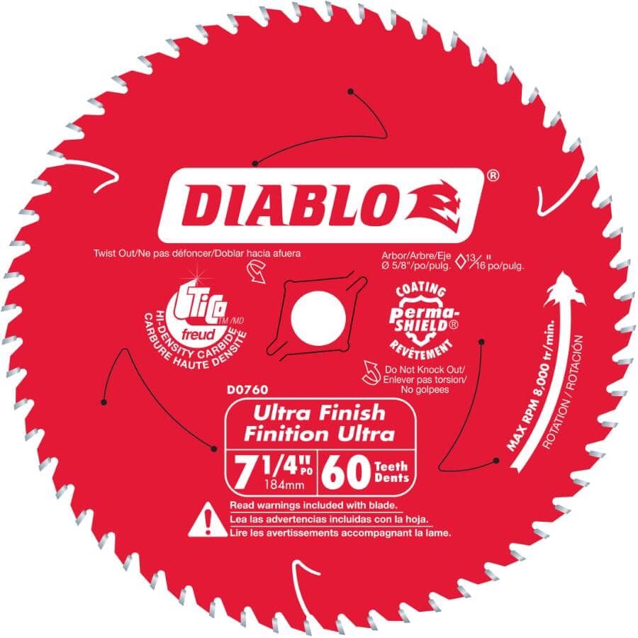 7-1/4" 60 Tooth Finish Carbide Circular Saw Blade