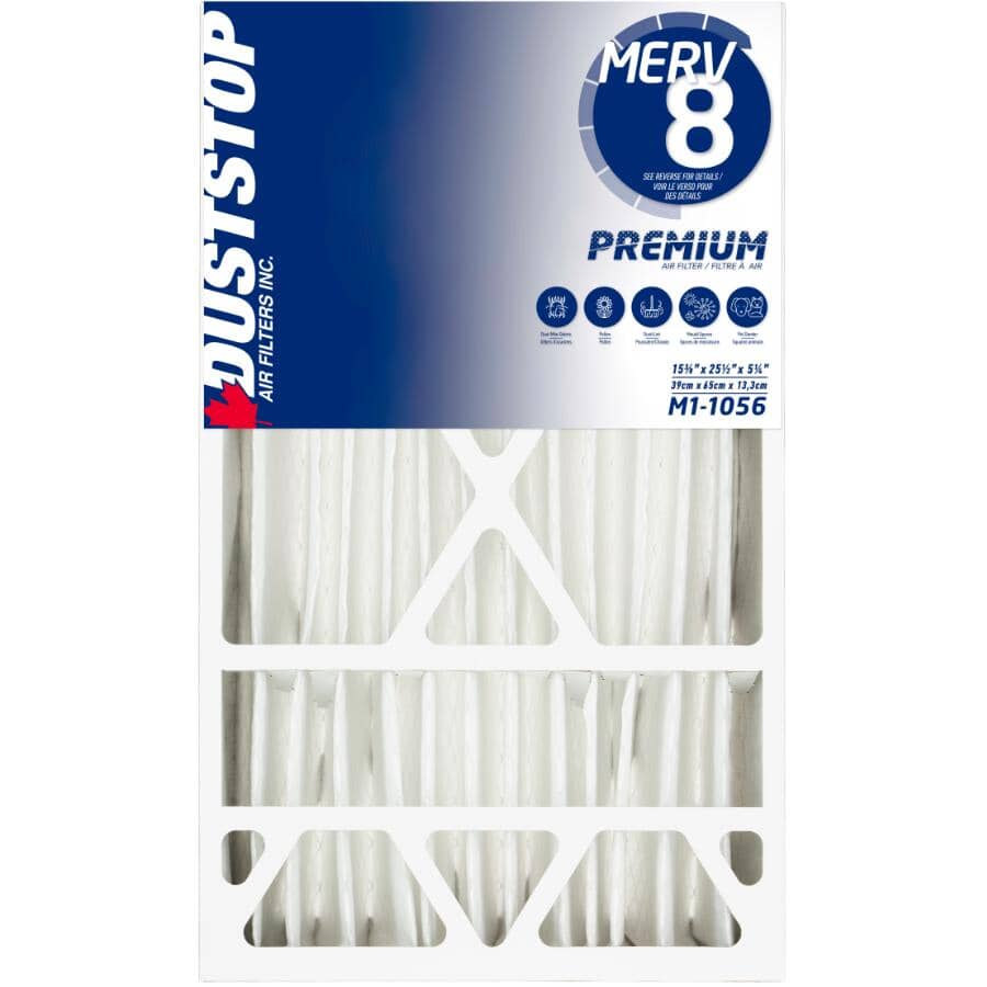 5-1/4" x 25-1/2" x 15-3/8" Pleated Furnace Filters - MERV 8