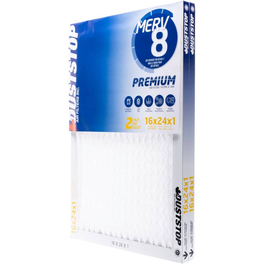 Pleated Furnace Filters - 1" x 16" x 24", 2 Pack