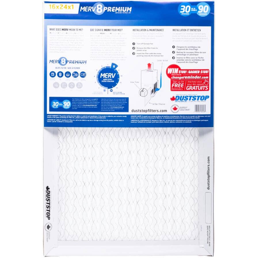 Pleated Furnace Filters - 1" x 16" x 24", 2 Pack