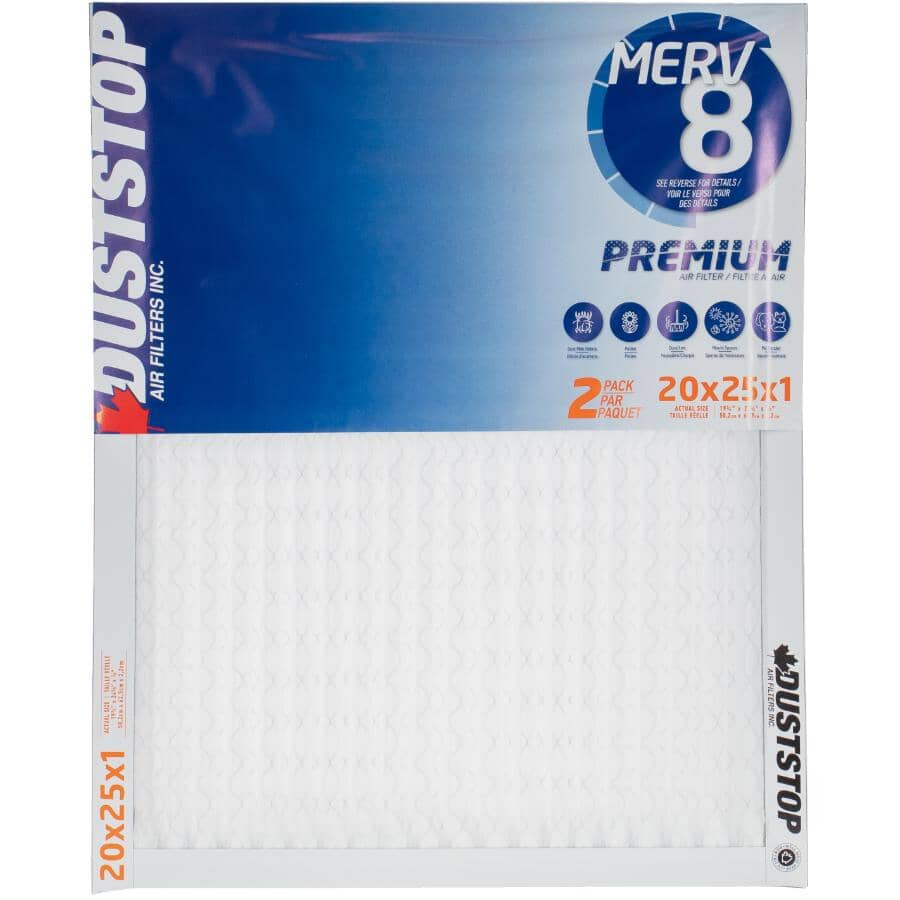 Pleated Furnace Filters - 1" x 20" x 25", 2 Pack