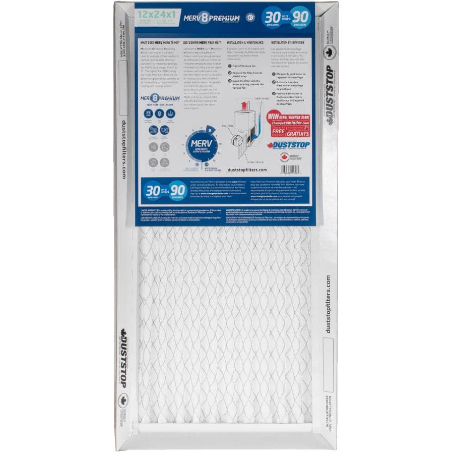 Pleated Furnace Filters - 1" x 12" x 24", 2 Pack