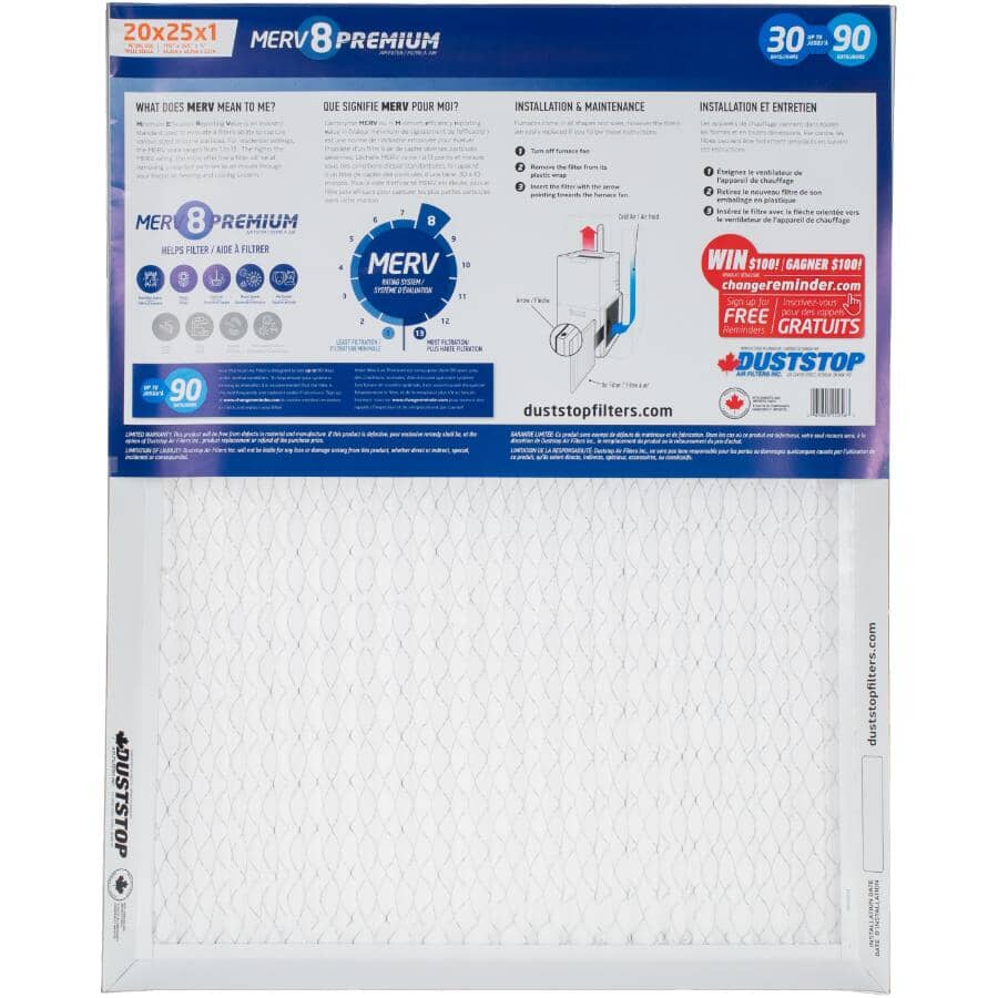 Pleated Furnace Filters - 1" x 20" x 25", 2 Pack