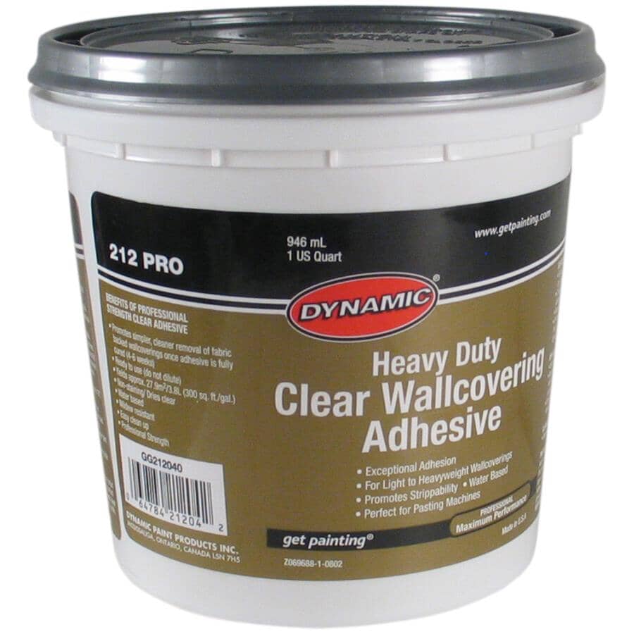 212 Pro Heavy Duty Wallcovering Adhesive - Clear, 946 ml