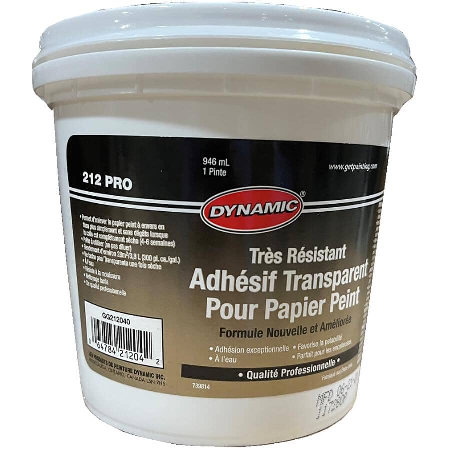 212 Pro Heavy Duty Wallcovering Adhesive - Clear, 946 ml