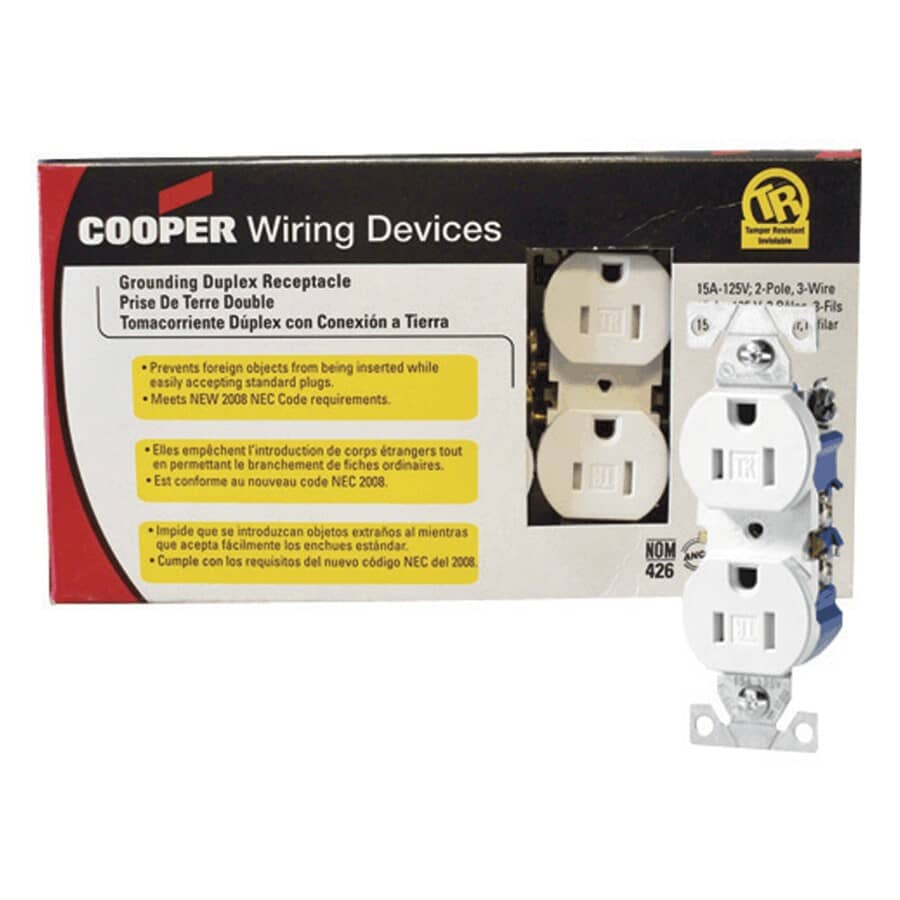 10 Pack 15 Amp White Tamper Resistant Duplex Receptacles