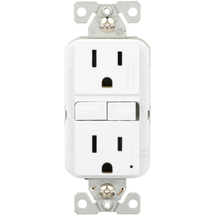 15 Amp Slim White Self Test Tamper Resistant GFI Receptacle