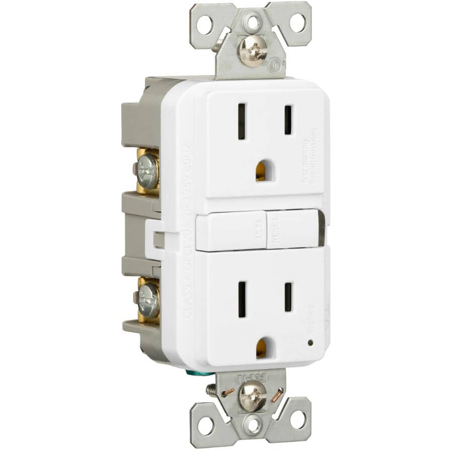 15 Amp Slim White Self Test Tamper Resistant GFI Receptacle