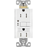 15 Amp White GFI Self Test Tamper Resistant Receptacle, with Plate and Night Light