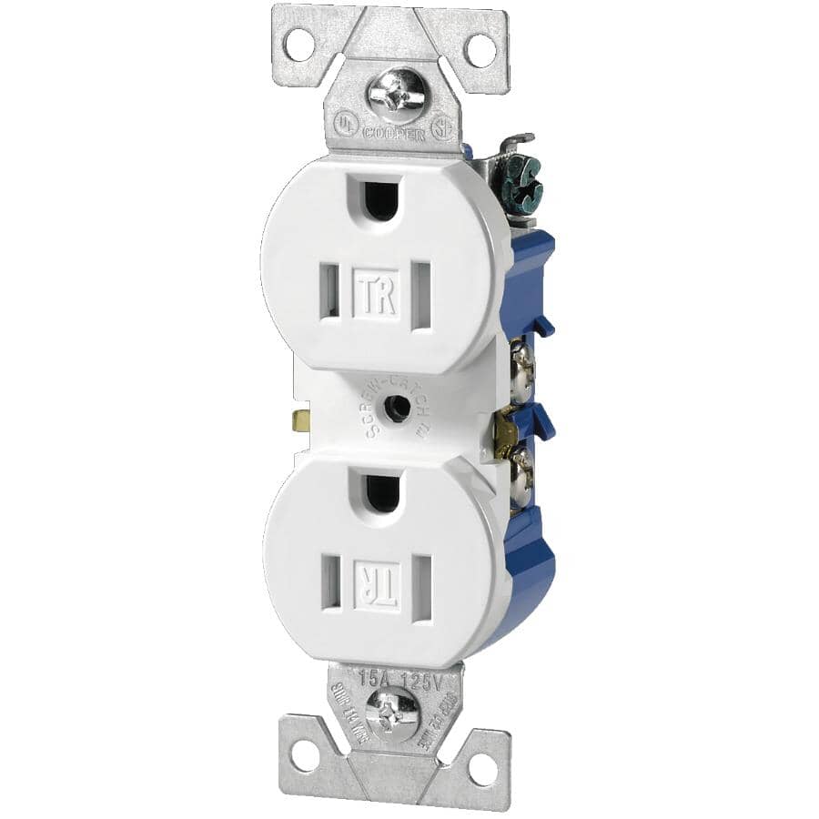 15 Amp White Tamper Resistant Duplex Receptacle